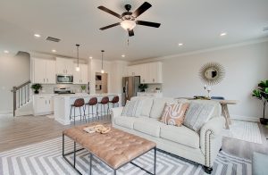 open concept living room, model home