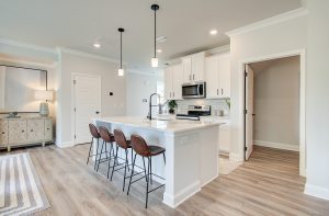 farmhouse white kitchen, model home