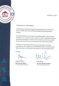 2-10 Platinum Award Chafin Communities 2019 Letter