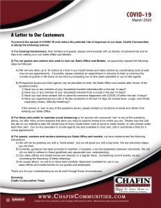 COVID-19 Chafin Communities Letter to Custoemrs