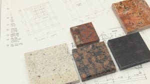 interior design blueprint with granite tiles on page