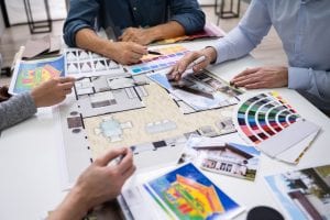 Architects And Designers Working On Color Selection For House