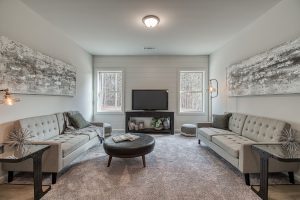 shiplap wall in loft area