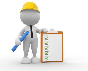 3d people - man, person with a clipboard. Businessman. Builder