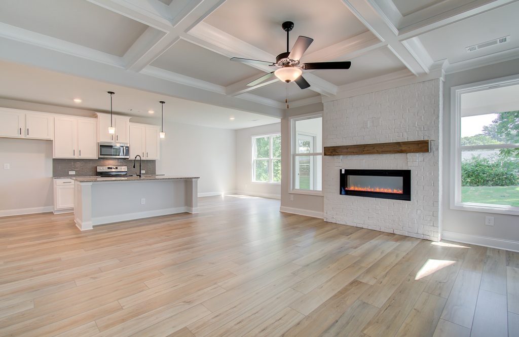 coffered ceiling in great room