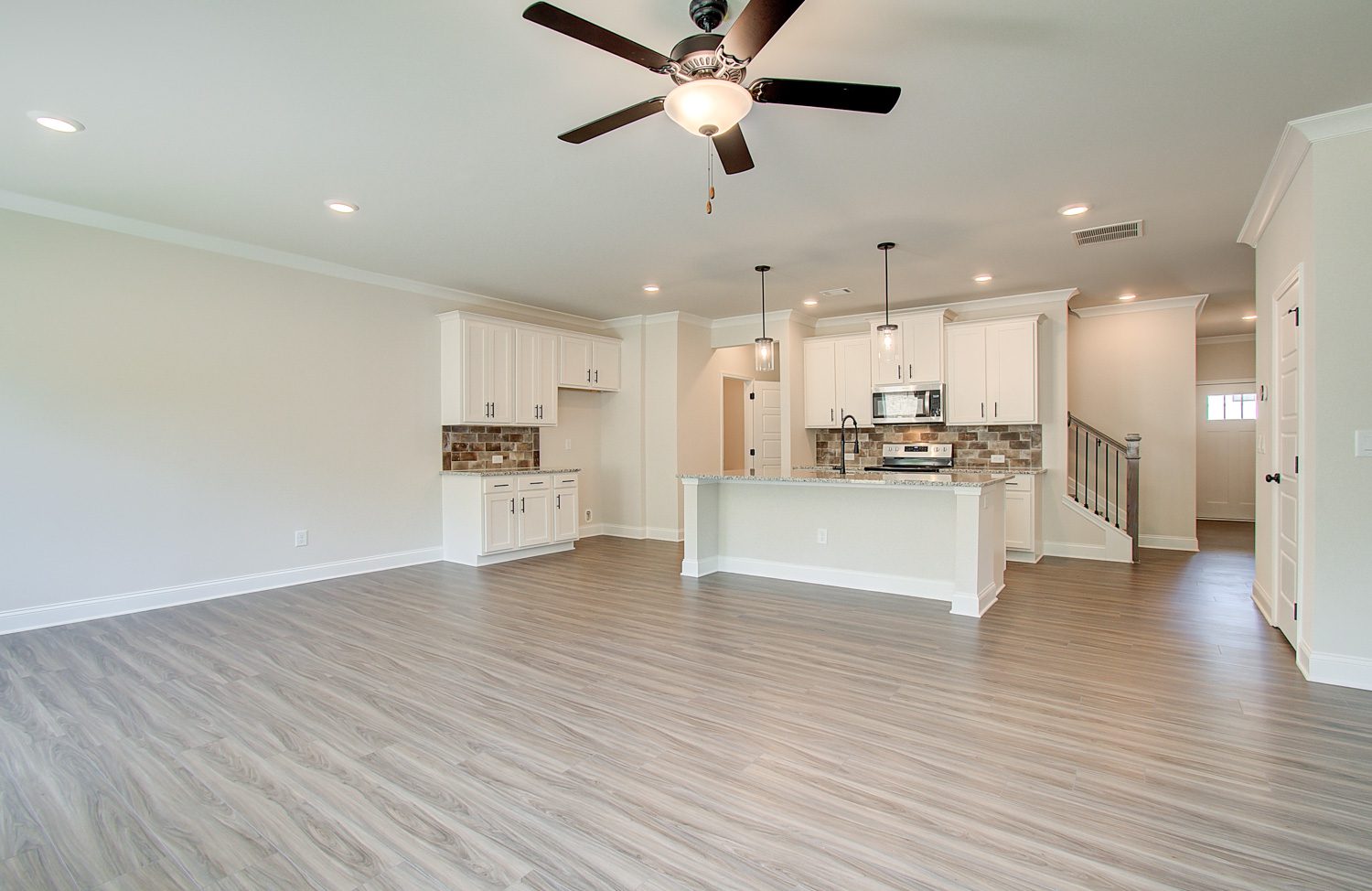 great room view to kitchen