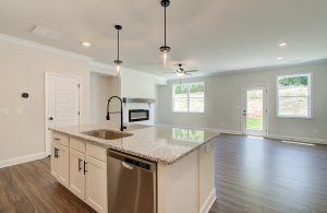 kitchen island with granite countertops