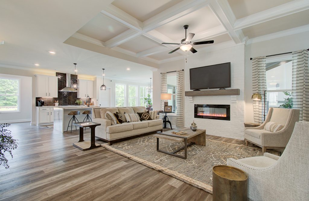 living room with fireplace