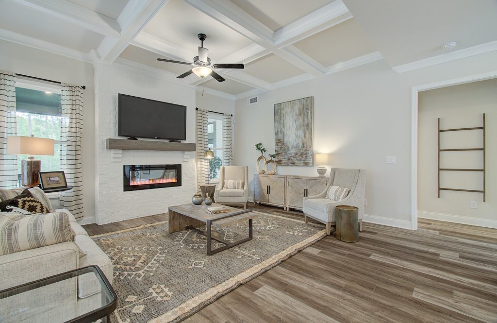 living room with fireplace