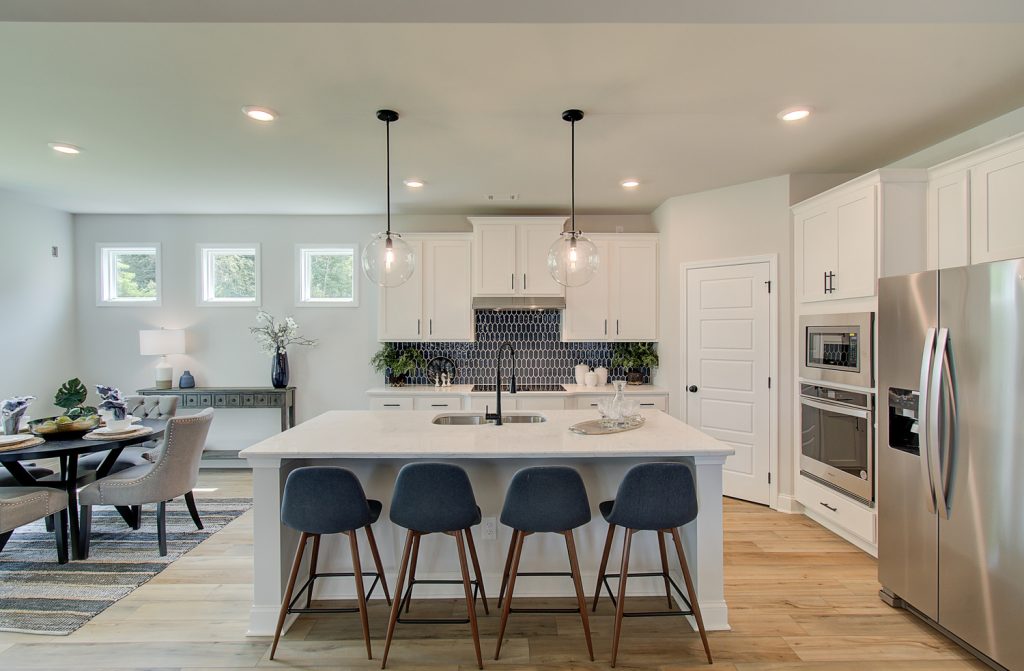 kitchen island in the chestnut plan