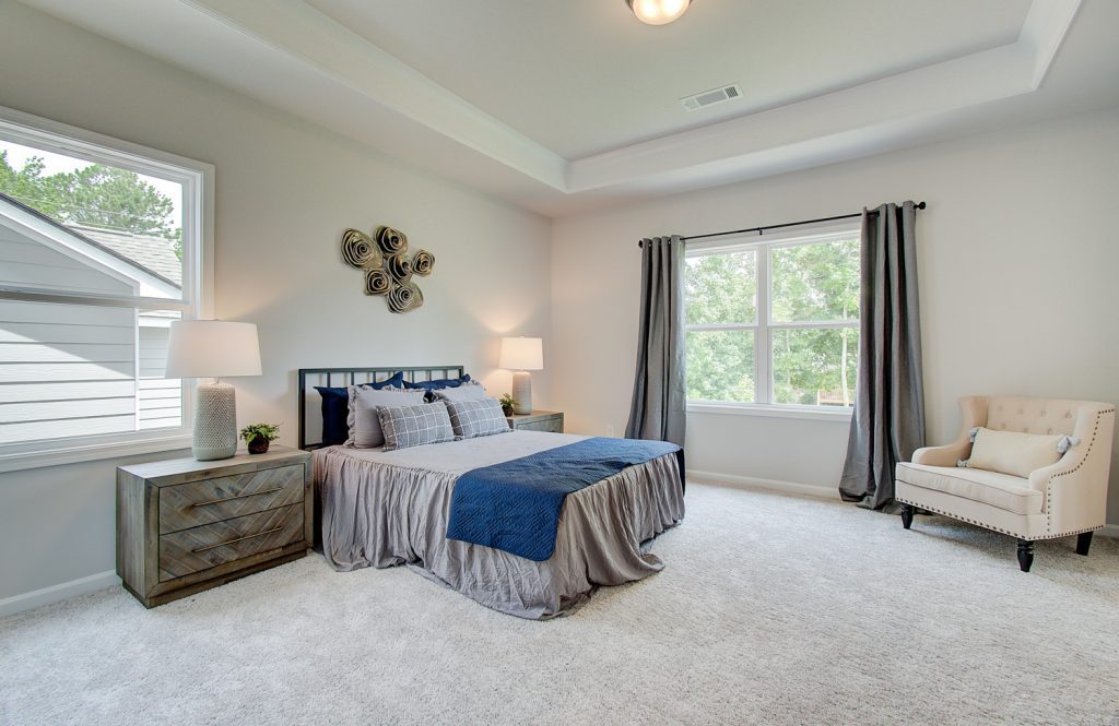 primary bedroom with bay window