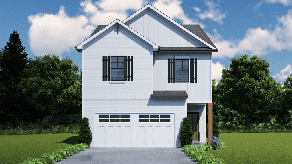 colored elevation of front of home, farmhouse sytyle