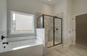 bathroom with shower and tub option
