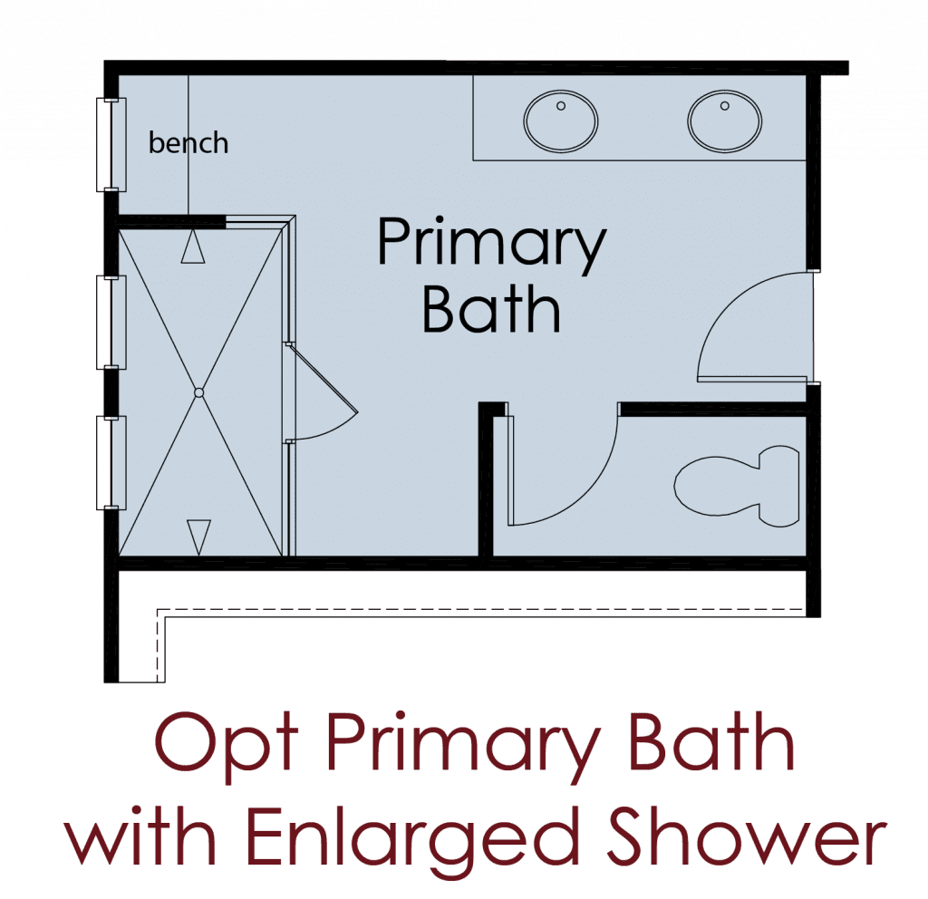 enlarged shower in primary bathroom