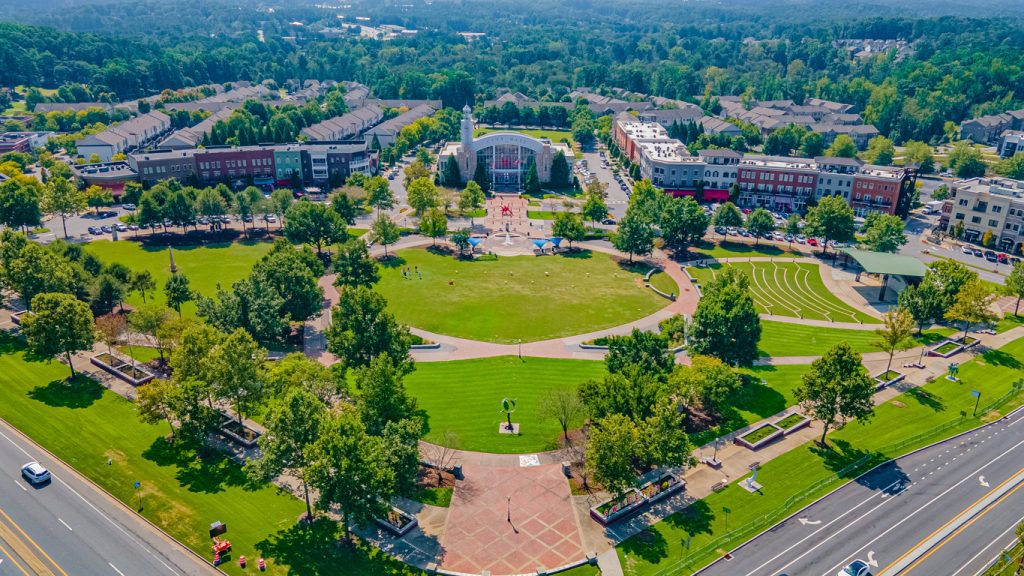Drone/Aerial Shots of the Suwanee Town Center located in downtown Suwanee GA