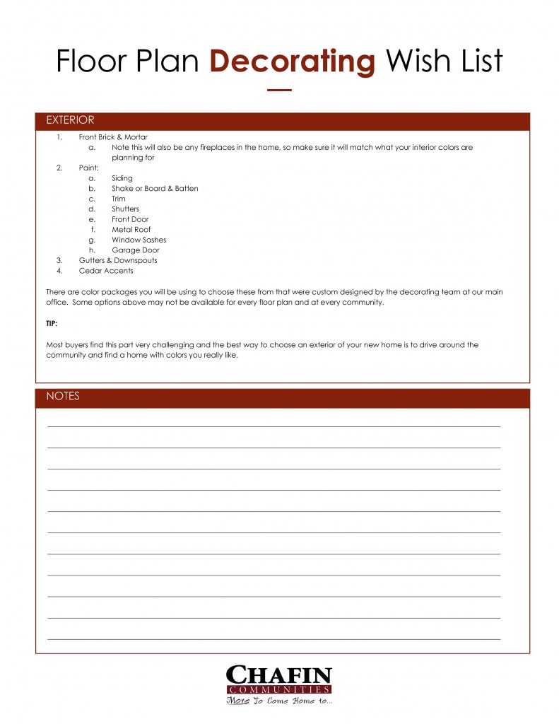 Decorating check list printable